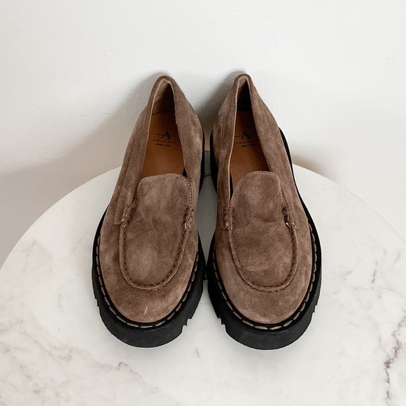 NEW AQUATALIA Hayley Water Resistant Platform Loafers Suede Taupe Size 10.5 - Picture 3 of 7